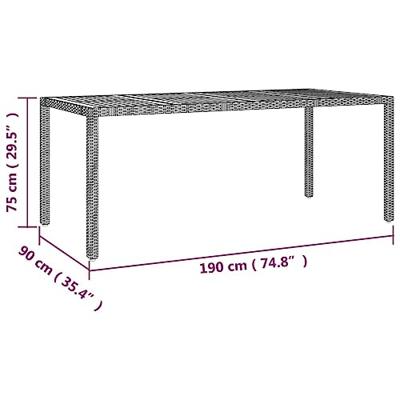 Tuintafel met houten blad poly ratten en acaciahout zwart - thumbnail