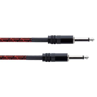 Cordial 14772 Jackplug Audio Aansluitkabel [1x Jackplug male 6,3 mm (mono) - 1x Jackplug male 6,3 mm (mono)] 1.50 m Zwart, Rood Textielmantel