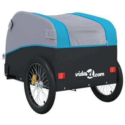 VidaXL Fietstrailer 45 kg ijzer zwart en blauw VidaXL Fietstrailer 45 kg ijzer zwart en blauw
