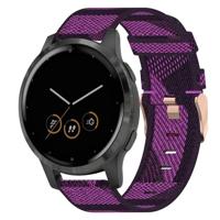 By Qubix - Compatible met Garmin Venu 3s / Vivoactive 4s / Venu 2s / Vivomove 3s / Forerunner 255s - Canvas nylon bandje - Paars - Compatible Garmin bandje - thumbnail