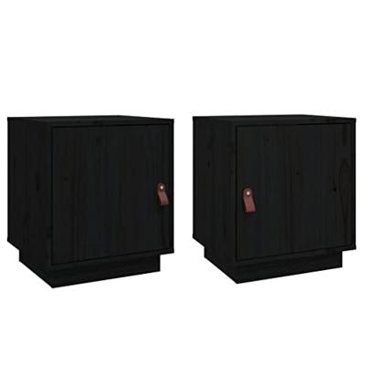 Nachtkastjes 2 st 40x34x45 cm massief grenenhout zwart