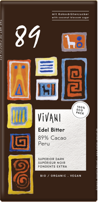 Chocolade puur superieur 89% Peru - 80 gram