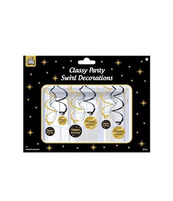 Classy Party Swirls Happy Birthday (12st)