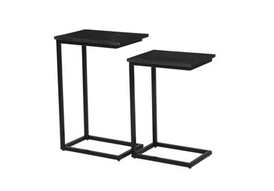 Livingfurn Laptoptafel 'Norris' Mangohout en staal, Set van 2 stuks