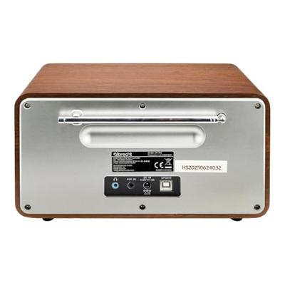 Albrecht DR 760 Radio DAB+, VHF (FM) DAB+, AUX, Bluetooth Behuizing van echt hout, Incl. luidspreker Hout, Bruin, Zilver