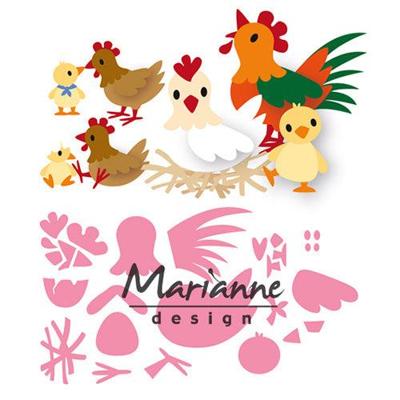 Marianne Design • collectables snij- embosstencil eline's kippenfamilie