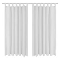 VidaXL Micro-satijnen gordijnen met ringen 140 x 175 cm 2 stuks (creme) - thumbnail