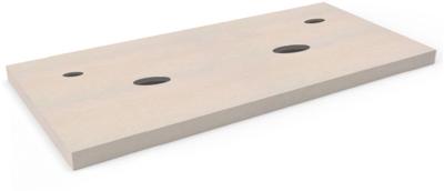 Ben Elina blad Beige beton 120x45x2 cm met 2 sifonuitsparingen met kraangaten aan buitenzijde