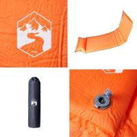 Kampeermatras met gentegreerd kussen zelfopblazend oranje - thumbnail