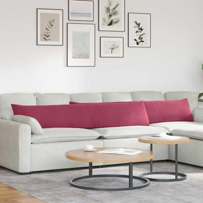 Sofa Kussens 2 pcs Wijnrood 200 x 40 cm Katoen Stof Sofa Kussens 2 pcs Wijnrood 200 x 40 cm Katoen Stof