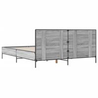 Bedframe bewerkt hout metaal grijs sonoma eiken 140x200 cm - thumbnail