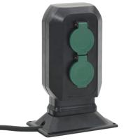 VidaXL Tuinstopcontact en grondpin 2-wegs 15,5x11x24 cm zwart en groen - thumbnail
