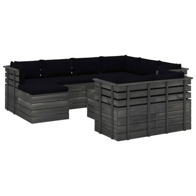 vidaXL 10-delige Loungeset met kussens pallet massief grenenhout