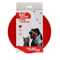 Eat Slow Live Longer Lick Mat Dimensions Circle  Red - thumbnail