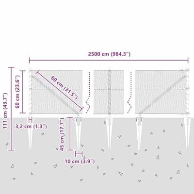 VidaXL Afrasteringspaal zilver 25 x 0,6 m (13 mm gaas) staal VidaXL Afrasteringspaal zilver 25 x 0,6 m (13 mm gaas) staal
