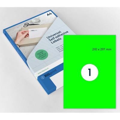 Etiket Rillprint 210x297mm fluorgroen 100 etiketten Etiket Rillprint 210x297mm fluorgroen 100 etiketten