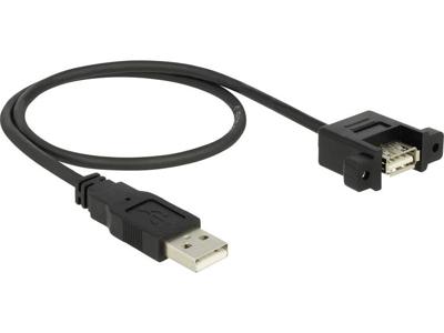 Delock USB 2.0 Aansluitkabel [1x USB-A 2.0 stekker - 1x USB 2.0 bus A] 0.50 m Zwart Vergulde steekcontacten
