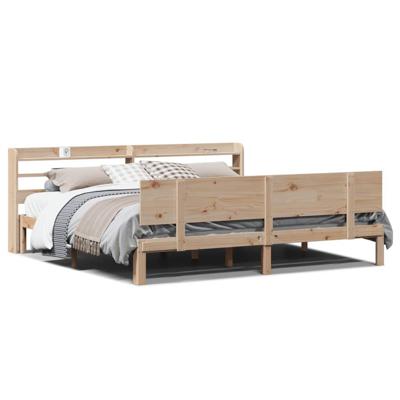 Bedframe met hoofdbord massief grenenhout 200x200 cm - thumbnail