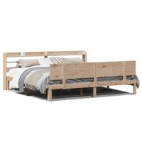 Bedframe met hoofdbord massief grenenhout 200x200 cm - thumbnail