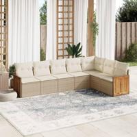 7-delige Loungeset met kussens poly rattan beige - thumbnail