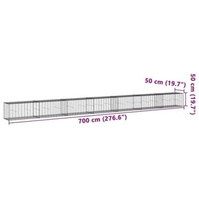 Schanskorf 700x50x50 cm gegalvaniseerd ijzer zilverkleurig