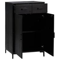 Schoenenkast 75x40x110 cm massief grenenhout zwart - thumbnail