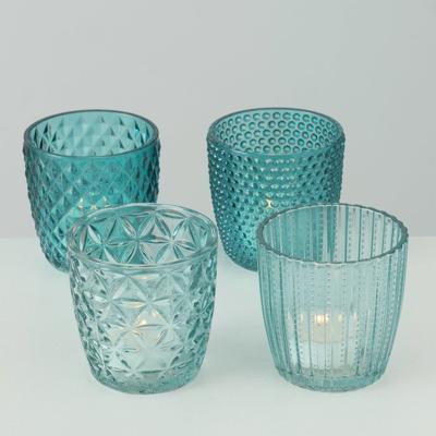 Boltze Home Theelichthouder set a 4st ø7xh7cm blauw