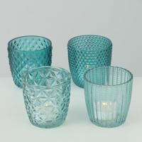 Boltze Home Theelichthouder set a 4st ø7xh7cm blauw - thumbnail