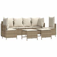 5-delige Loungeset met kussens poly rattan beige - thumbnail