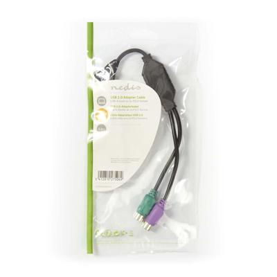 USB - PS/2-Adapterkabel | USB-A Male - 2x PS/2 Female | 0,3 m | Zwart