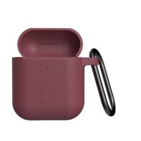 U by UAG [U] DOT Soft Touch Siliconen Hoes Apple Airpods 2 (2019) / Apple Airpods 1 (2016) [Wireless Charging Compatible (LED zichtbaar), Lightning-aansluiting afdekking, karabijnhaak ] aubergine - thumbnail