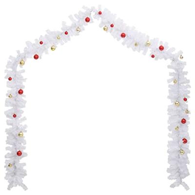 VidaXL Kerstslinger versierd met kerstballen 5 m wit VidaXL Kerstslinger versierd met kerstballen 5 m wit