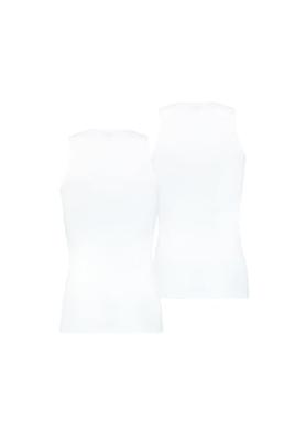 2-Pack heren hemden - Basic Tanktop - Katoenen onderhemd slim fit - Ronde hals - Zonder mouwen - M - Wit - Top - Singlet - M - M - M - M - M
