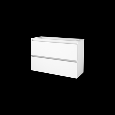 Basic-Line Start 39 Badkamermeubelset - Ondiep - 100 x 39 cm - Greeploos - 2 Lades - Acryl Wastafel - 1 Kraangat - Ice White