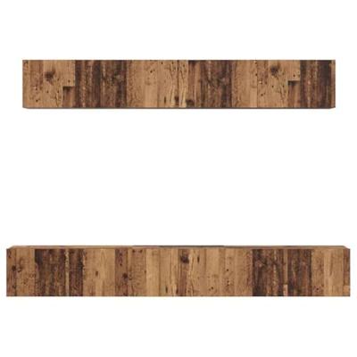 TV-kast set met plank Wandgemonteerd met opslag met de deur 5 pcs Oud hout Medium Bewerkt hout