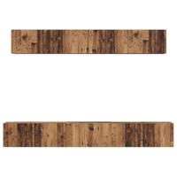 TV-kast set met plank Wandgemonteerd met opslag met de deur 5 pcs Oud hout Medium Bewerkt hout - thumbnail
