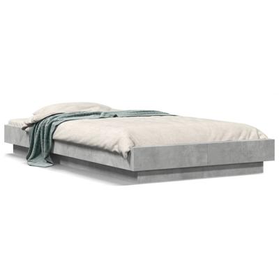 Bedframe bewerkt hout betongrijs 135x190 cm - thumbnail