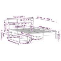 Bed met boekenkast zonder matras massief grenenhout 120x200 cm - thumbnail