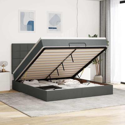 Ottoman bed met matras en LED's 160x200cm stof donkergrijs