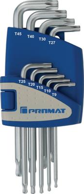 Promat/Tecwerk Haakse schroevendraaierset | 9 delig T9-T45 | met kogelkop | kunststof houder - 4000825114