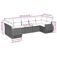7-delige Loungeset met kussens poly rattan zwart - thumbnail