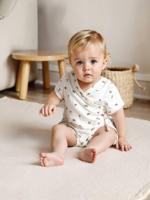 Pyjashort voor baby's personaliseerbaar van katoengaas ecru - thumbnail