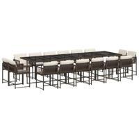 17-delige Tuinset met kussens poly rattan bruin - thumbnail