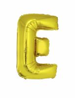 Folieballon Goud Letter &apos;E&apos; groot - thumbnail