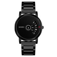 SKMEI 1260 Fashion creatieve aanwijzer 30m waterdicht Quartz Wrist Watch with Stainless Steel Watchband(Black) - thumbnail