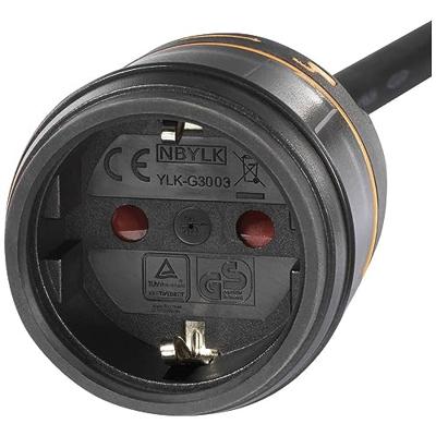Sygonix SY-5597570 Strom extension cable black, Orange 5m verriegelbar, witterungsbeständig