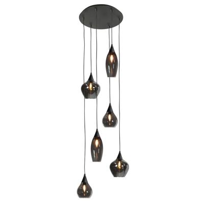 Highlight HanglampCambio zwart 6-lichts smoke glas - H5859.01