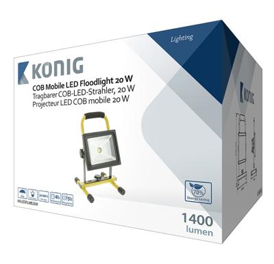 Mobiele LED Floodlight 20 W 1400 lm Zwart / Geel