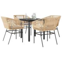 5-delige Tuinset met kussens poly rattan glas bruin - thumbnail