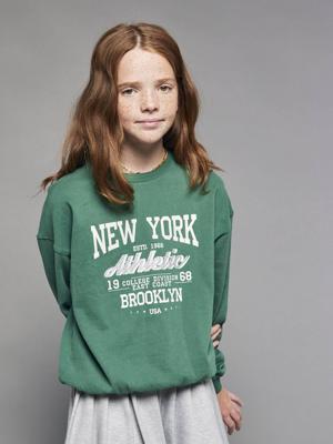 Sweater met New York-motief voor meisjes JONEN engels groen